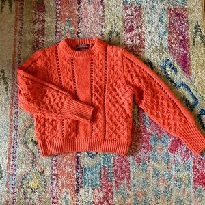 Scotch and soda maison scotch wool blend orange fisherman sweater crop sz small